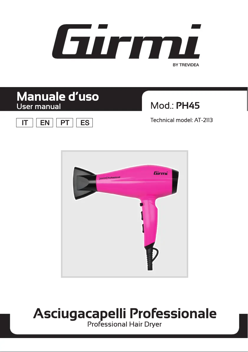 Page 1 de la notice Manuel utilisateur Girmi PH45