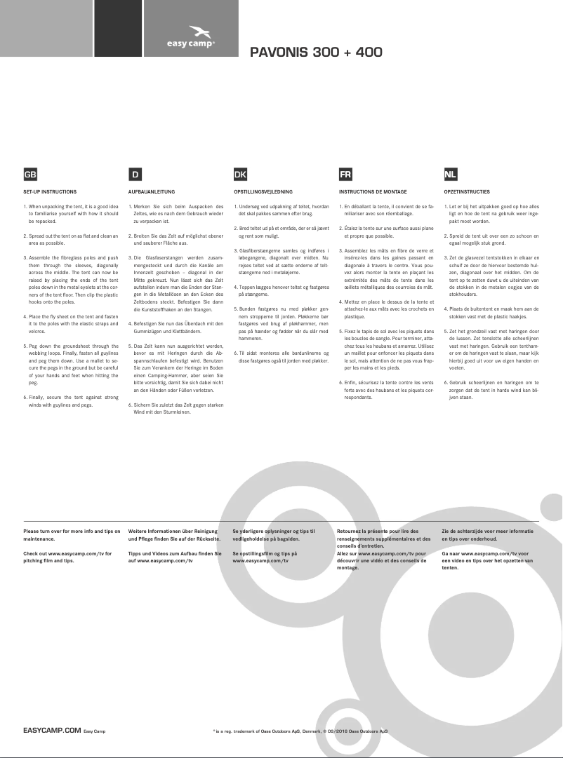 Image de la première page du manuel de l'appareil Pavonis 400