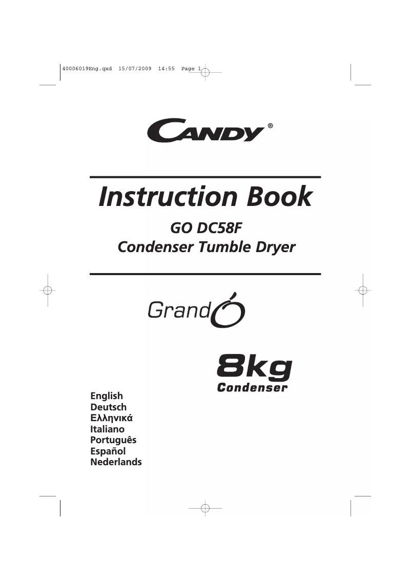 Page n°1 - Manuel utilisateur Candy GO DC58F-12