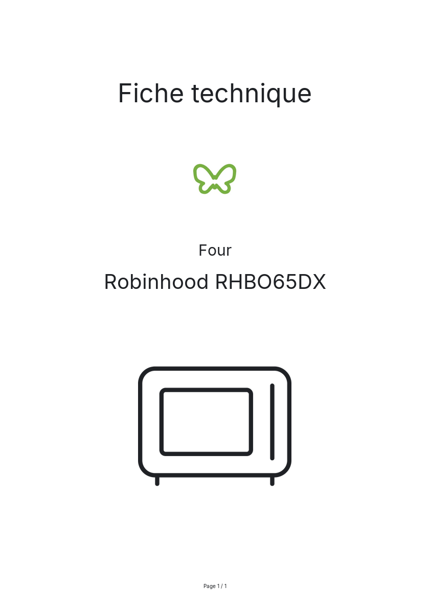 Page n°1 - Fiche technique Robinhood RHBO65DX