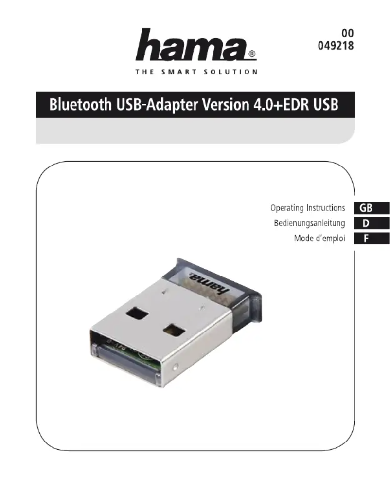 Page n°1 - Manuel utilisateur Hama 00049218 4.0+ EDR USB