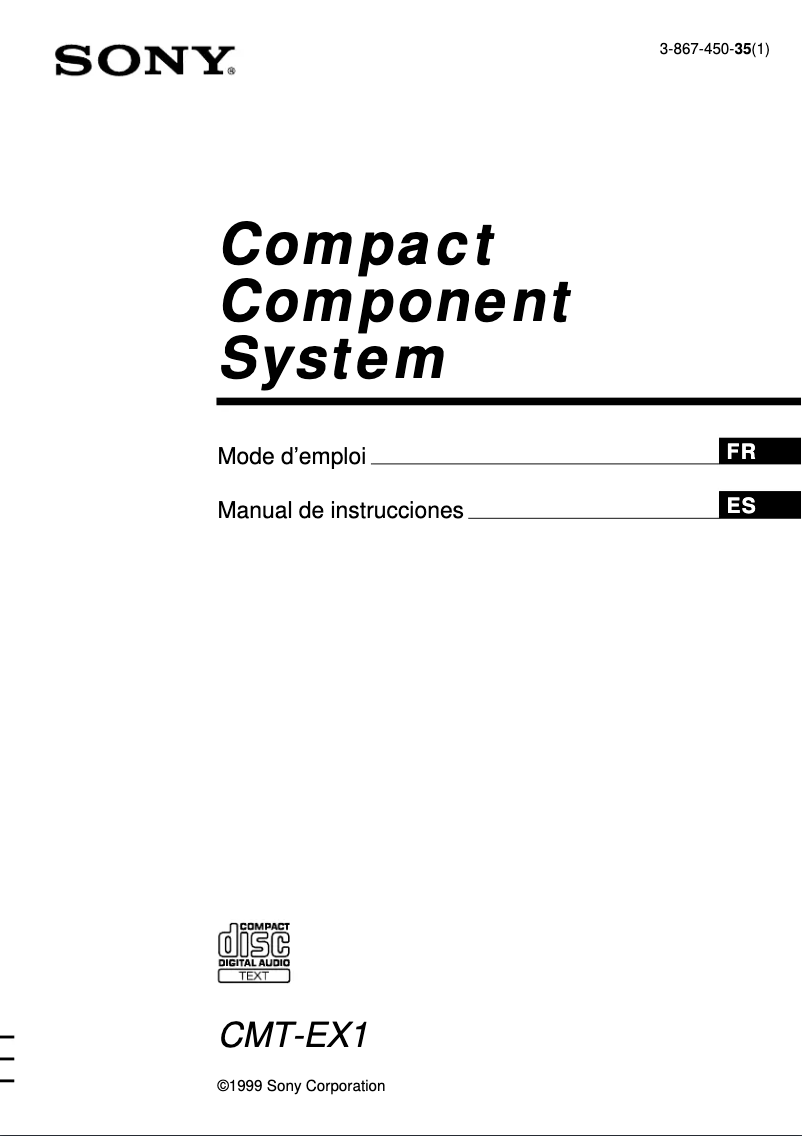 Page 1 de la notice Manuel utilisateur Sony CMT-EX1
