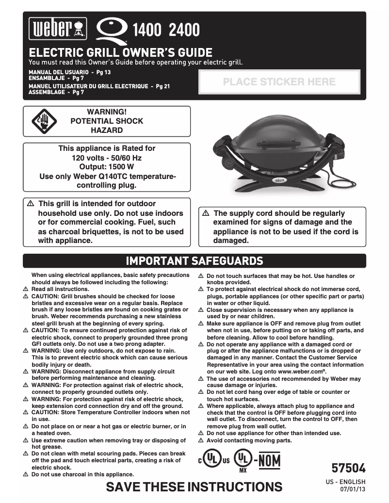 Image de la première page du manuel de l'appareil Q2400