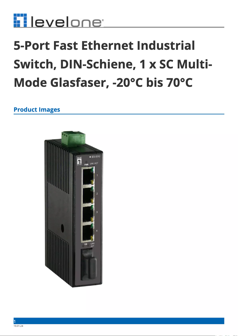 Página 1 del manual Ficha técnica LevelOne IES-0510