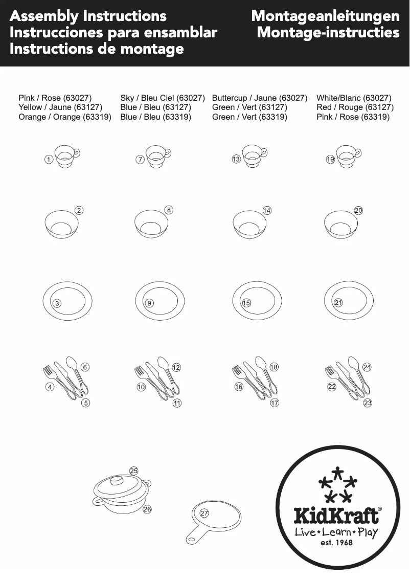 Page 1 of the manual User Manual KidKraft 27 Piece Cookware Playset - Pastel