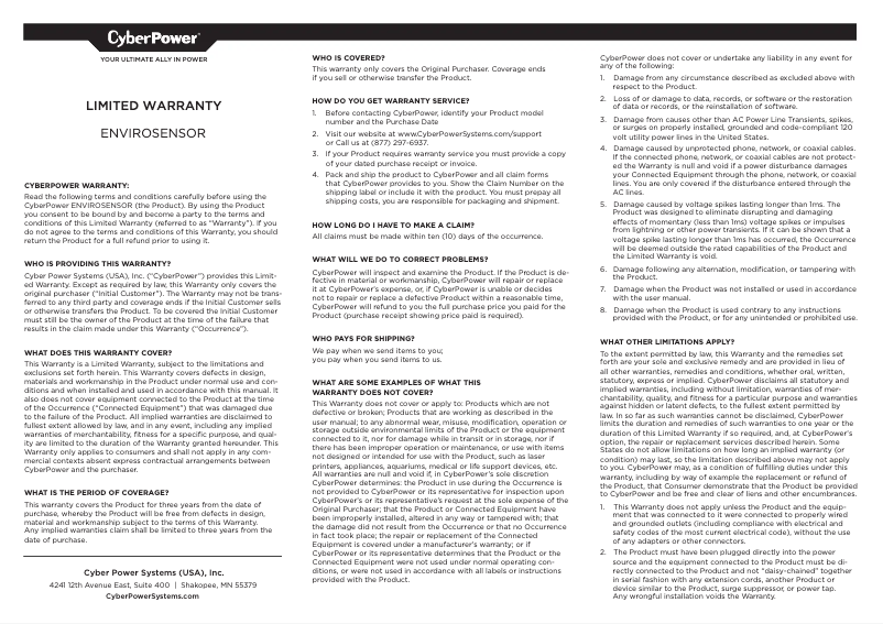Image de la première page du manuel de l'appareil ENVIROSENSOR