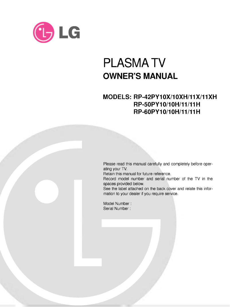 Page 1 de la notice Manuel utilisateur LG RP-50PY10H