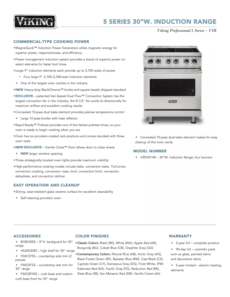 Page 1 of the manual Technical Sheet Viking VIR53014BAG