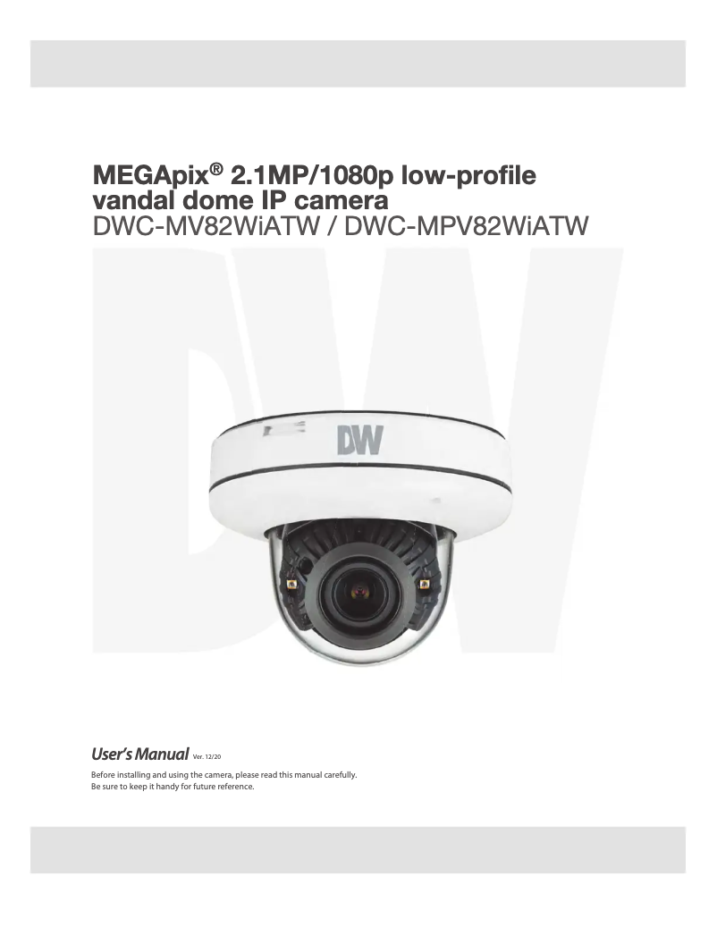 Page 1 de la notice Manuel utilisateur Digital Watchdog MegaPix IVA+ DWC-MPV82WIATW
