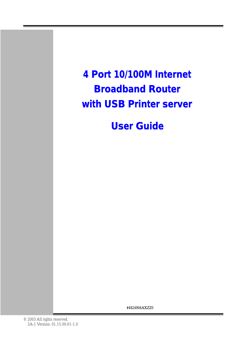 Page n°1 - Manuel utilisateur Zonet ZSR0104FS