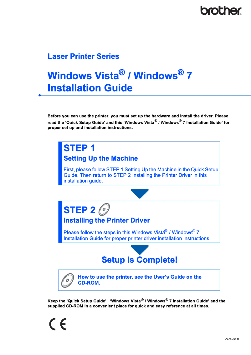 Page n°1 - Guide d'installation Brother HL-7050
