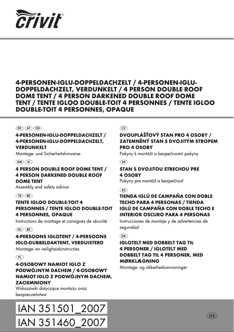 Page 1 de la notice Manuel utilisateur Crivit HG03469