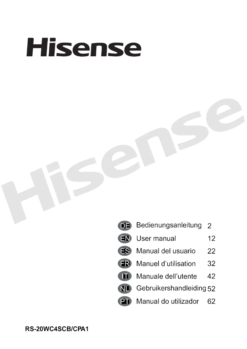 Page 1 de la notice Manuel utilisateur Hisense GSNF 150 A+