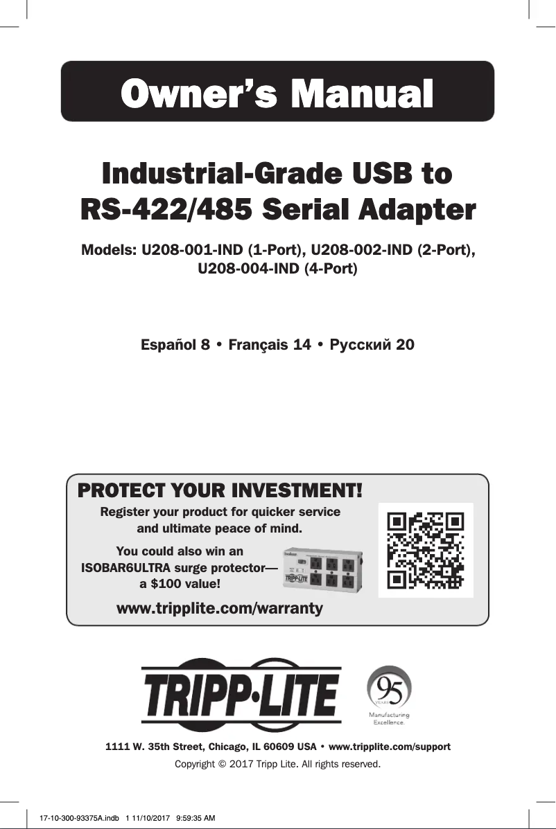 Page n°1 - Manuel utilisateur Tripp Lite U208-002-IND