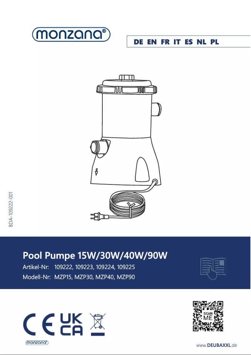 Page n°1 - Manuel utilisateur Monzana MZP15