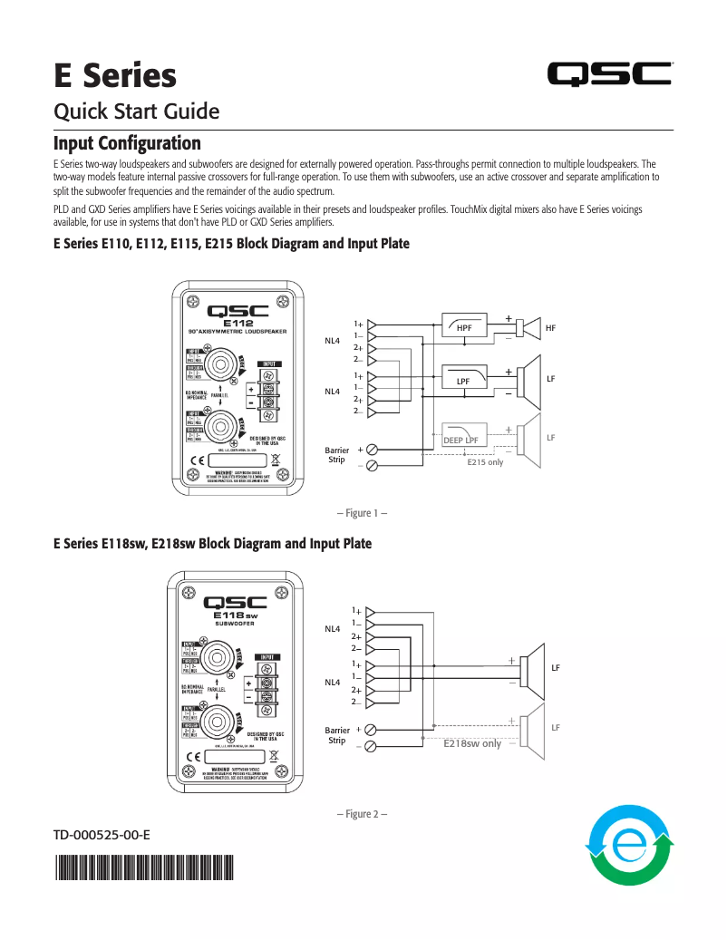 Page 1 de la notice Manuel utilisateur QSC E118sw
