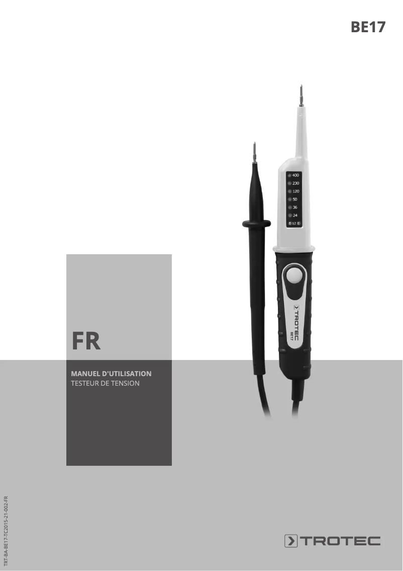 Page 1 de la notice Manuel utilisateur Trotec BE17
