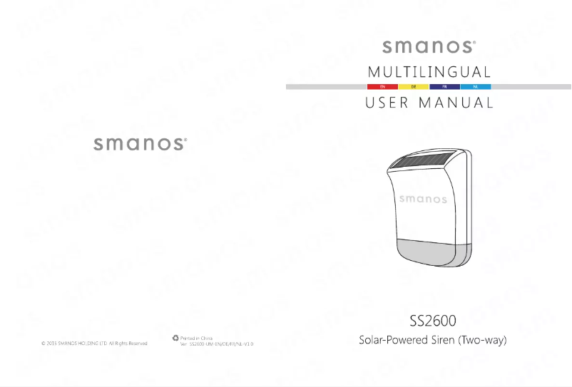 Page 1 de la notice Manuel utilisateur smanos SS2600