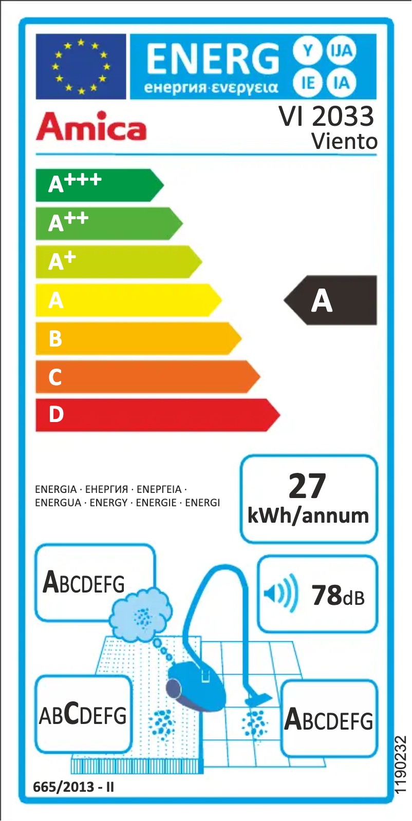 Page n°1 - Label énergétique Amica Viento VI 2033