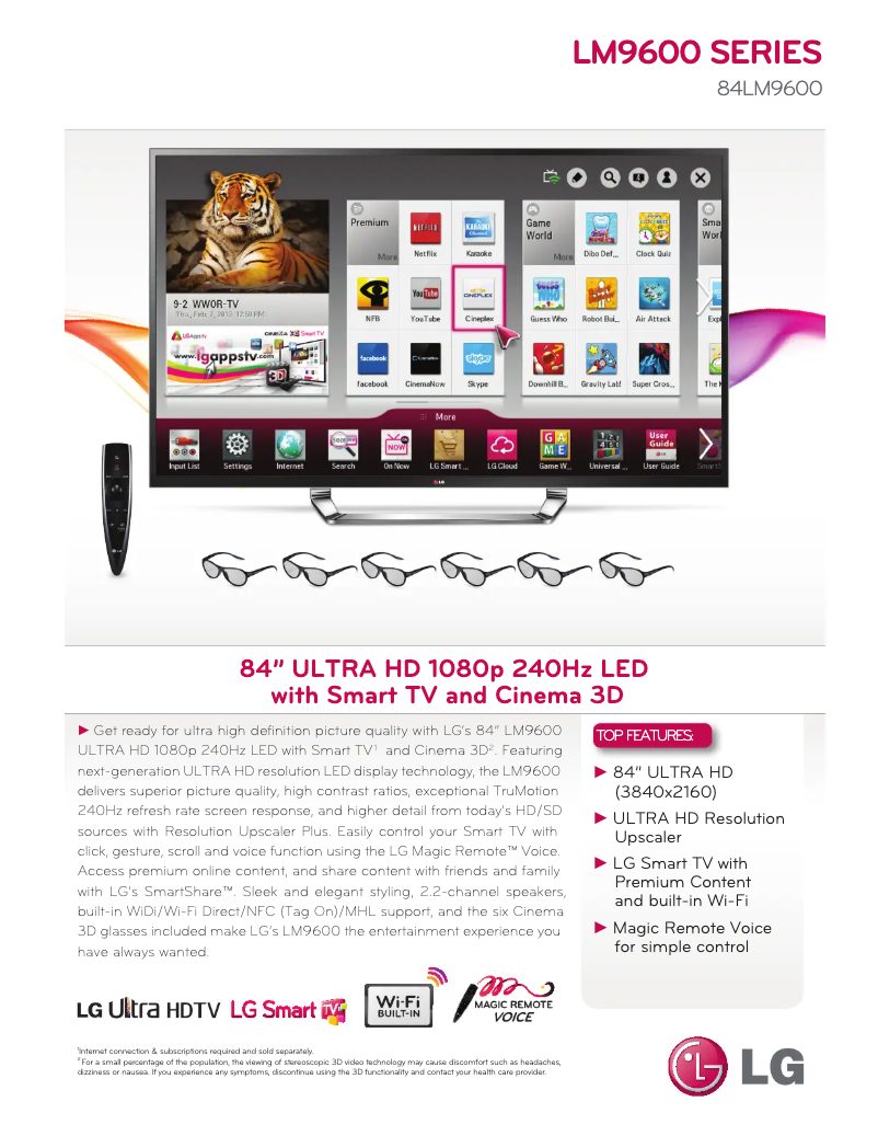 Página 1 del manual Ficha técnica LG 84LM9600