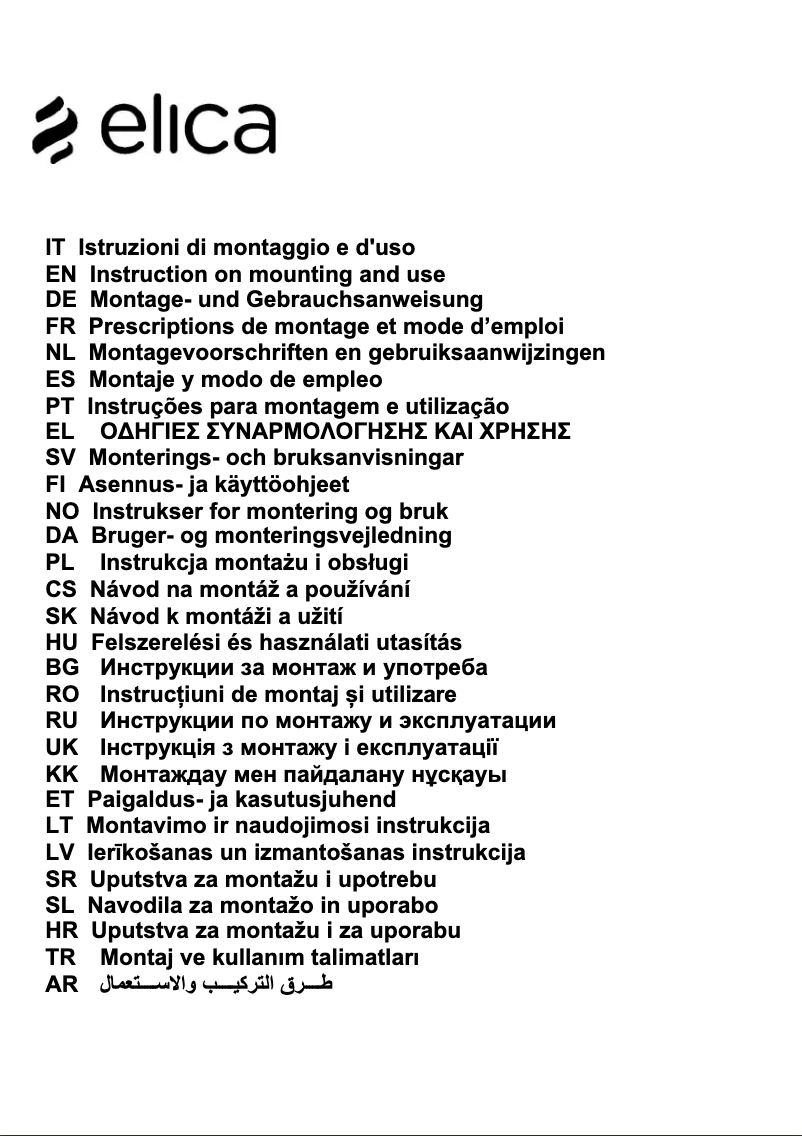 Page n°1 - Manuel utilisateur Elica Krea PRF0154726
