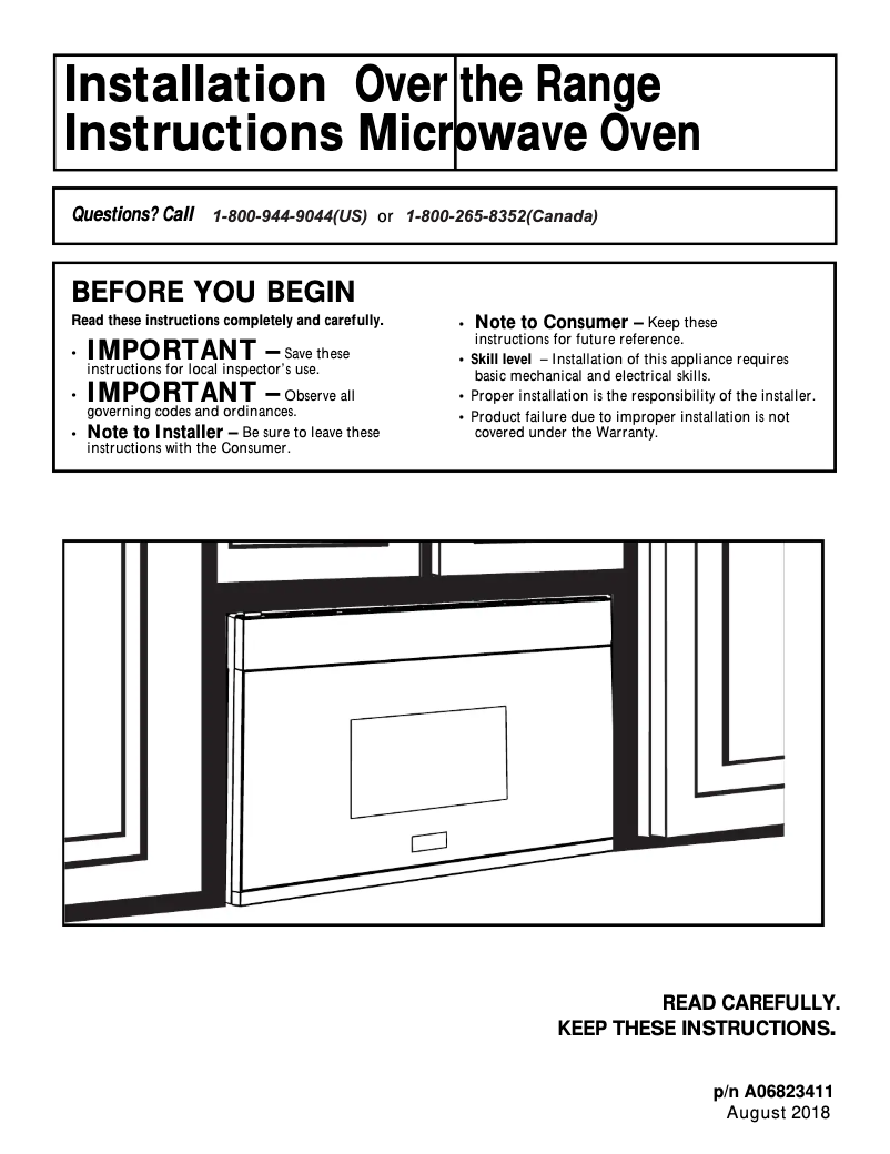 Page n°1 - Guide d'installation Frigidaire UMV1422US