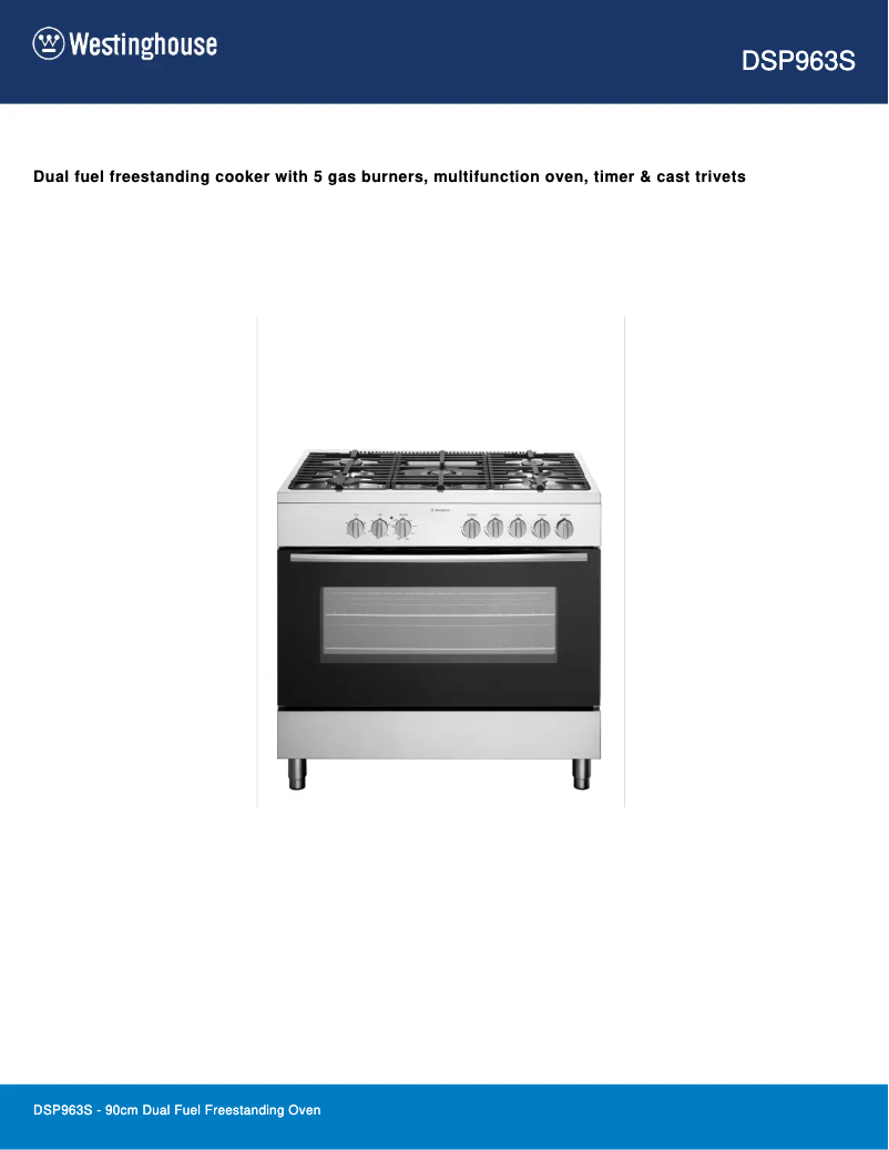 Page n°1 - Fiche technique Westinghouse DSP963S