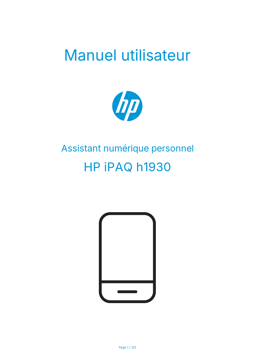 Page n°1 - Manuel utilisateur HP iPAQ h1930