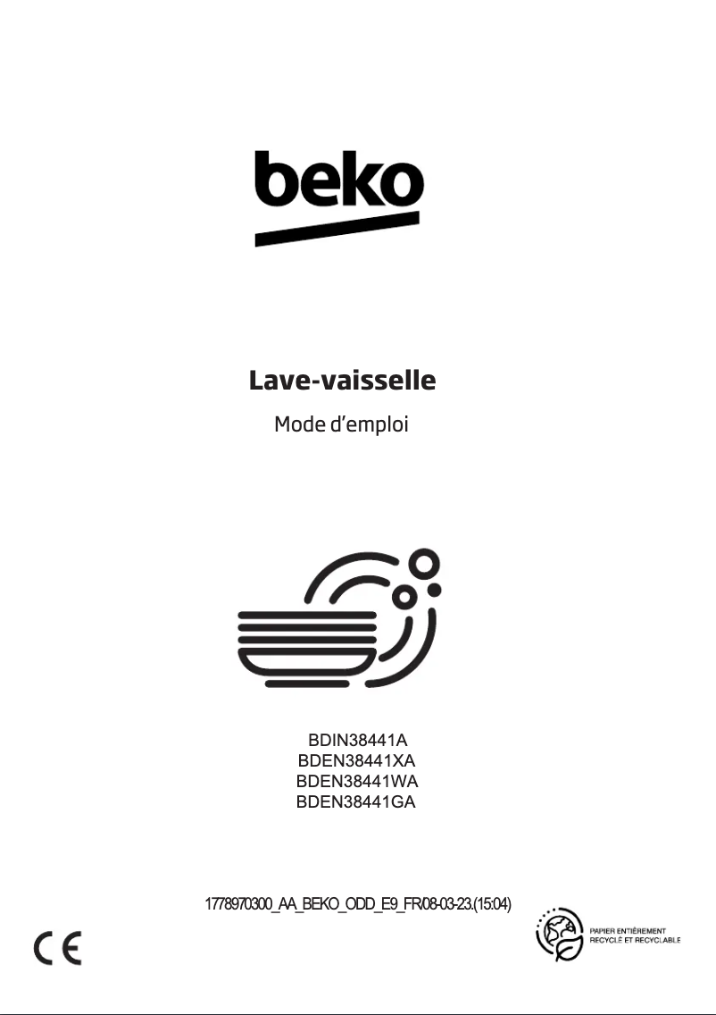 Page 1 de la notice Manuel utilisateur Beko BDIN38441A