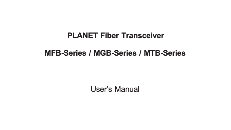 Page 1 de la notice Manuel utilisateur Planet MGB-TL30