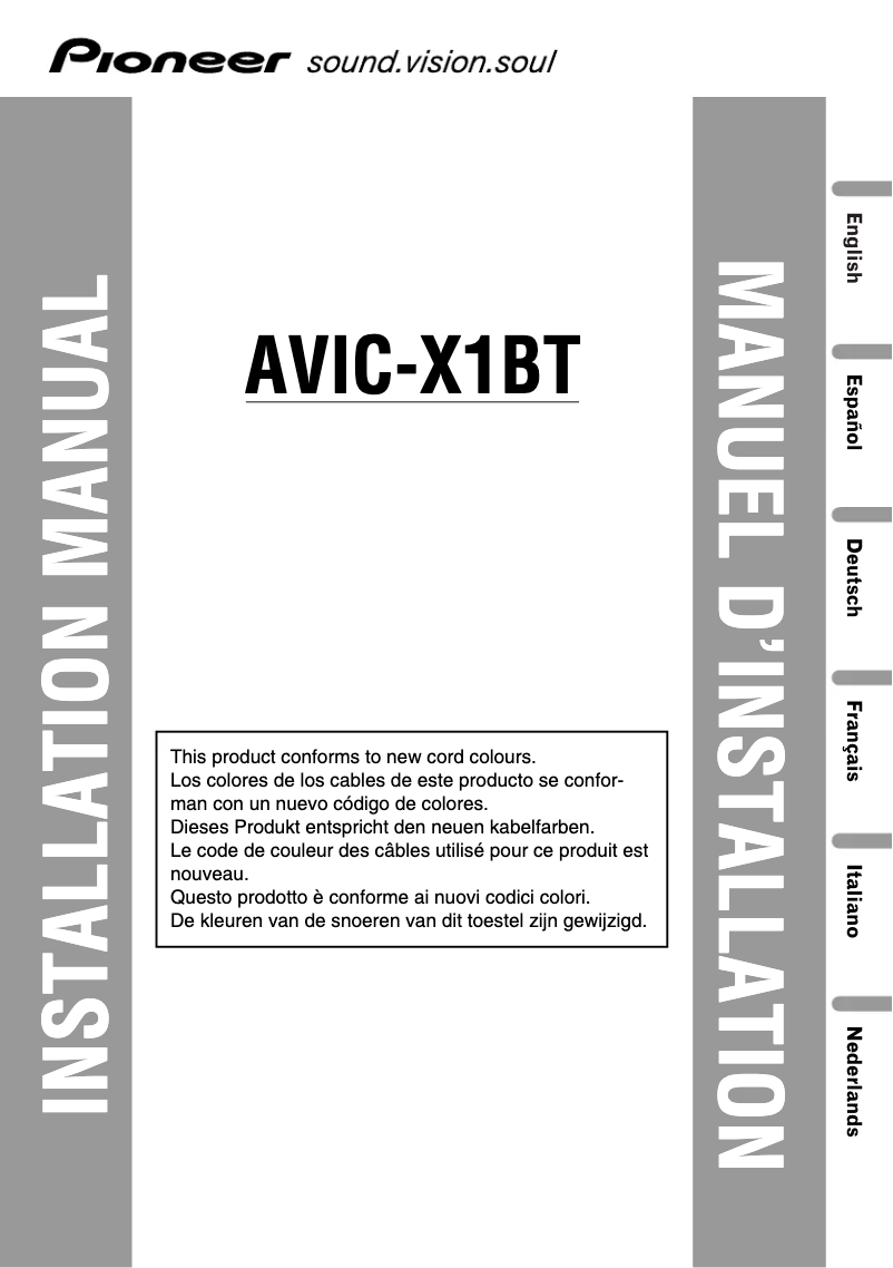 Page n°1 - Guide d'installation Pioneer AVIC-X1BT