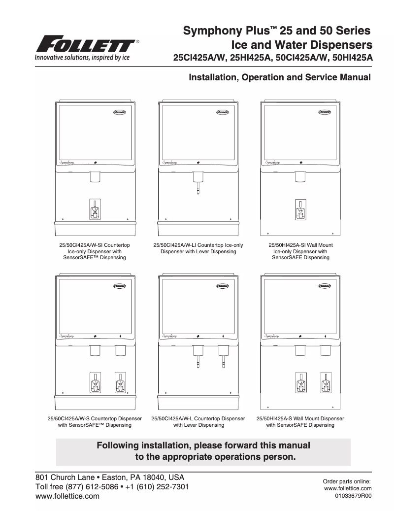 Page n°1 - Manuel utilisateur Follett 50C1425A-L