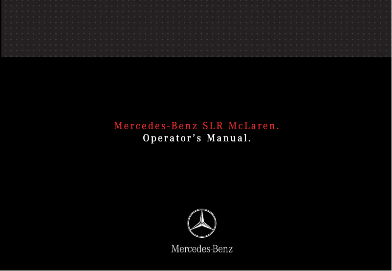Page 1 de la notice Manuel utilisateur Mercedes-Benz SLR (2005)