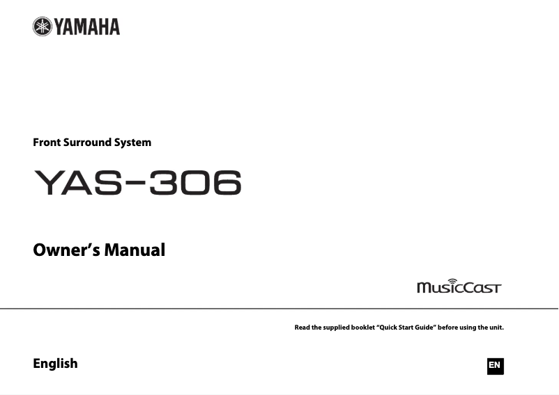 Image de la première page du manuel de l'appareil MusicCast YAS-306