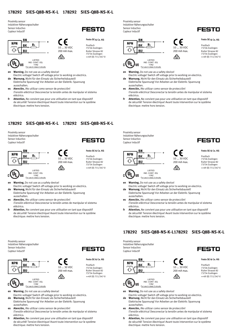 Page n°1 - Manuel utilisateur Festo SIES-Q8B-NS-K-L