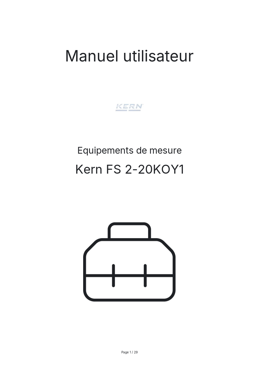 Page n°1 - Manuel utilisateur Kern FS 2-20KOY1