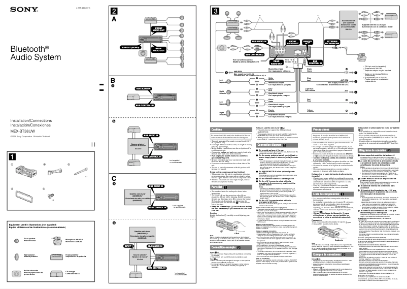 Page n°1 - Guide d'installation Sony MEX-BT38UW