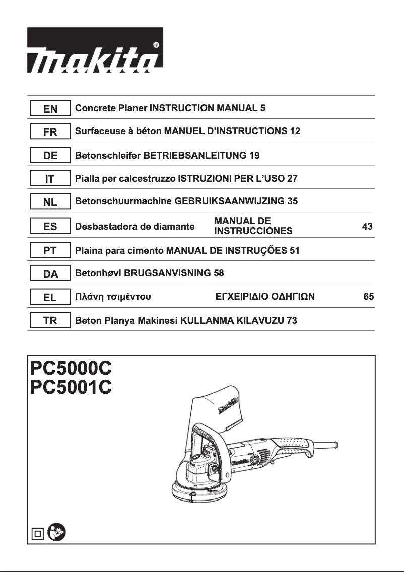 Page 1 de la notice Manuel utilisateur Makita PC5001C
