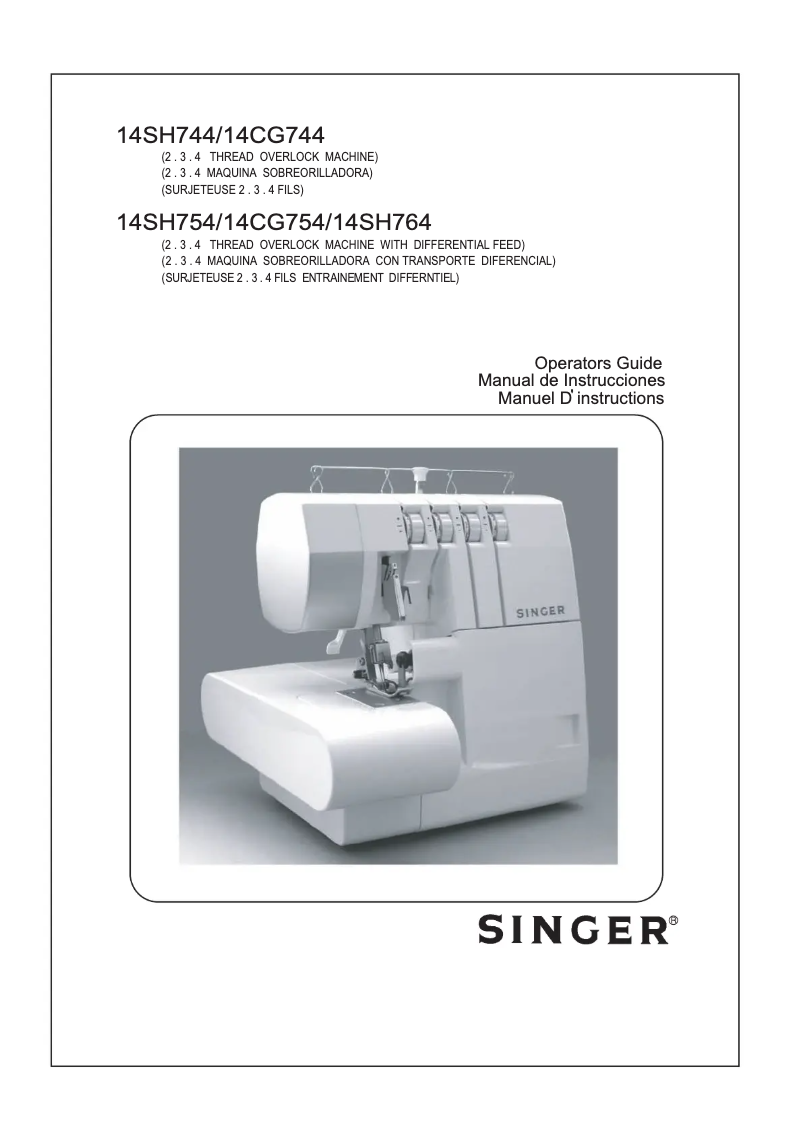 Page 1 de la notice Manuel utilisateur Singer 14SH754