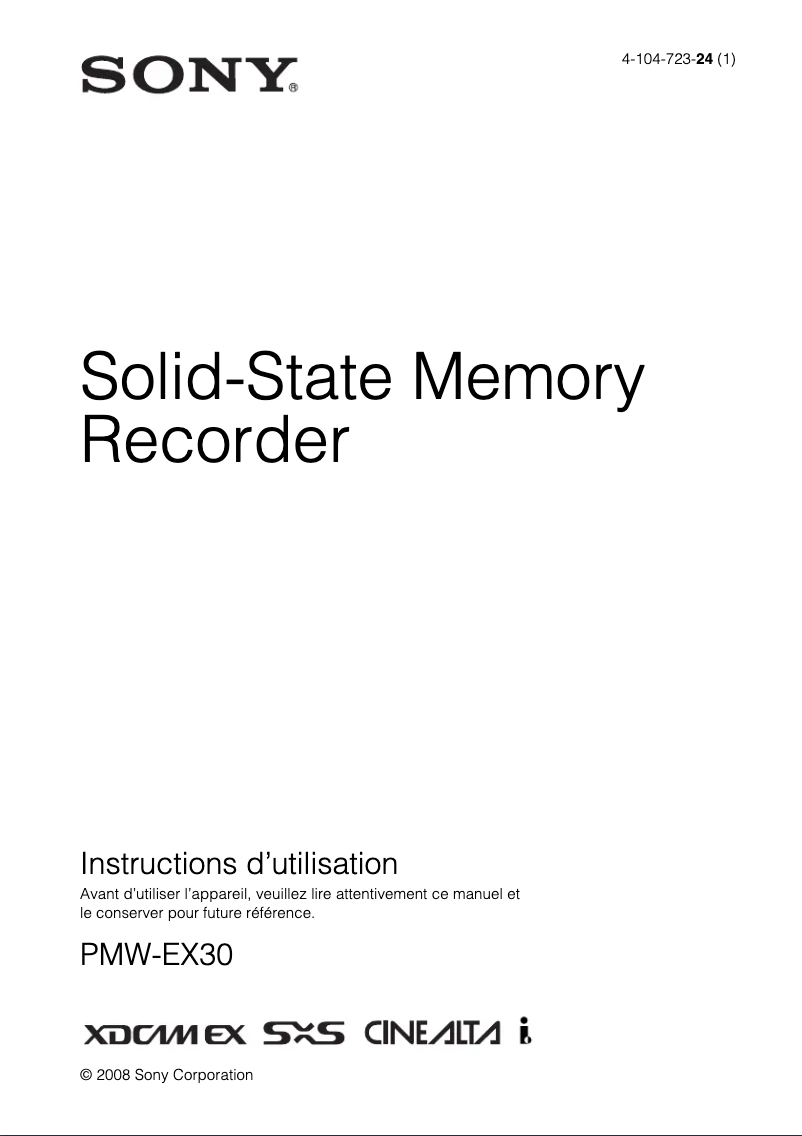 Página 1 del manual Manual de usuario Sony PMW-EX30