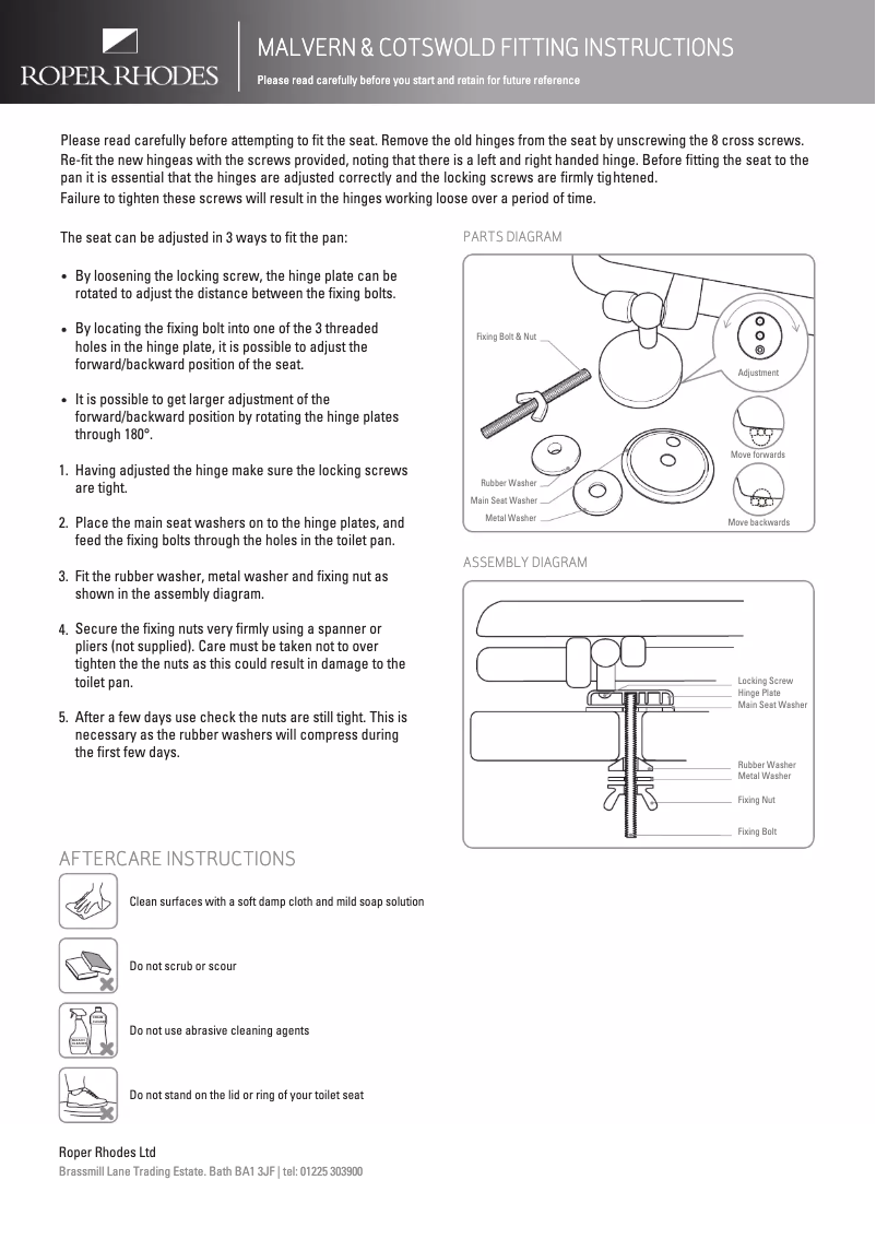 Page n°1 - Manuel utilisateur Roper Rhodes Malvern