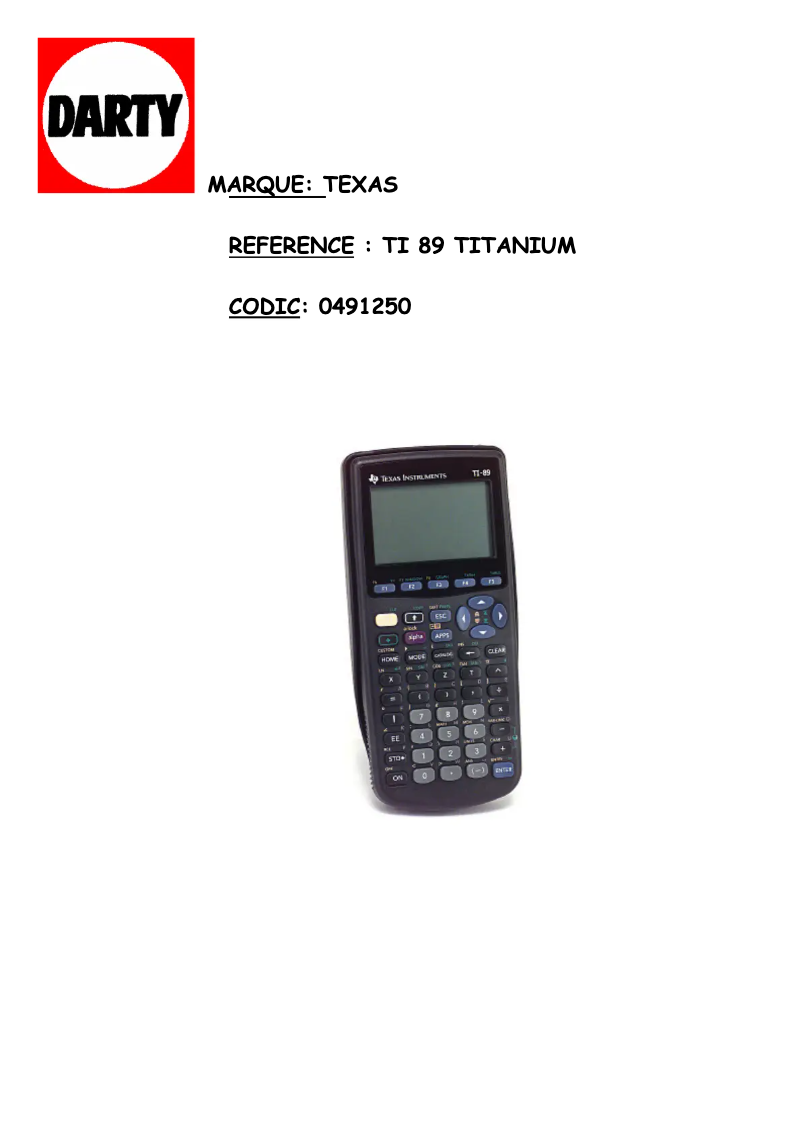Página 1 del manual Manual de usuario Texas Instruments TI-89