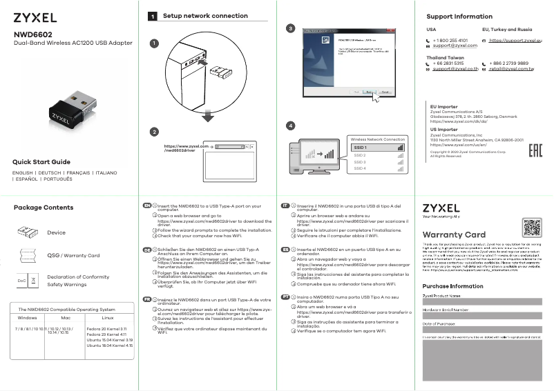 Page n°1 - Guide de démarrage rapide ZyXEL NWD6602