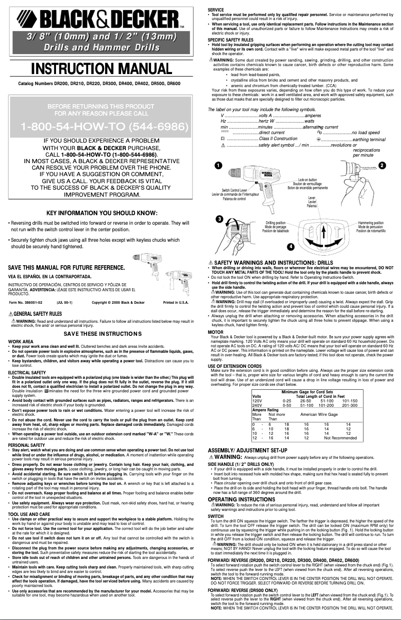 Page 1 de la notice Manuel utilisateur Black & Decker DR400