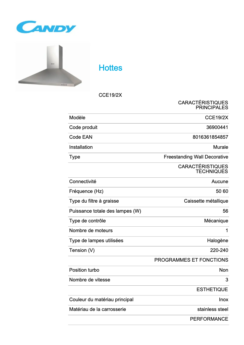 Image de la première page du manuel de l'appareil CCE19/2X