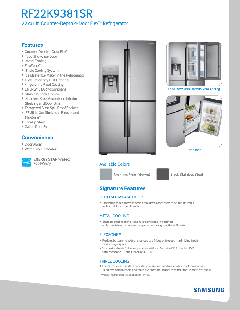 Page n°1 - Fiche technique Samsung RF22K9381SG/AA