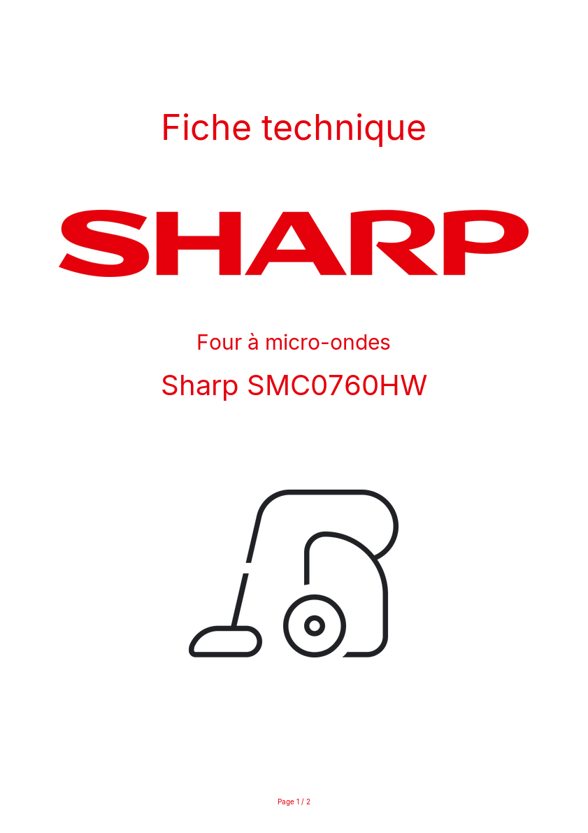 Page n°1 - Fiche technique Sharp SMC0760HW