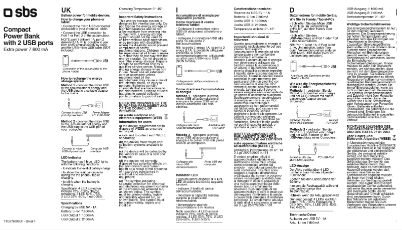 Page 1 de la notice Manuel utilisateur SBS TTCB78002UF