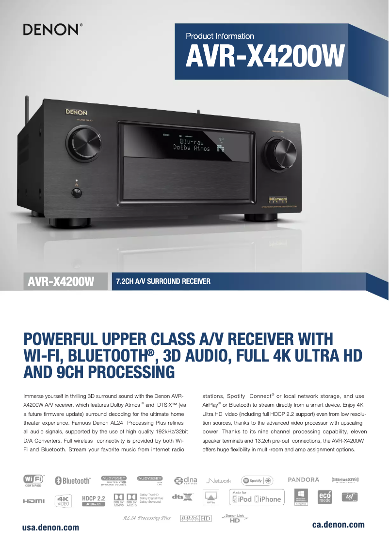 Image de la première page du manuel de l'appareil AVR-X4200W