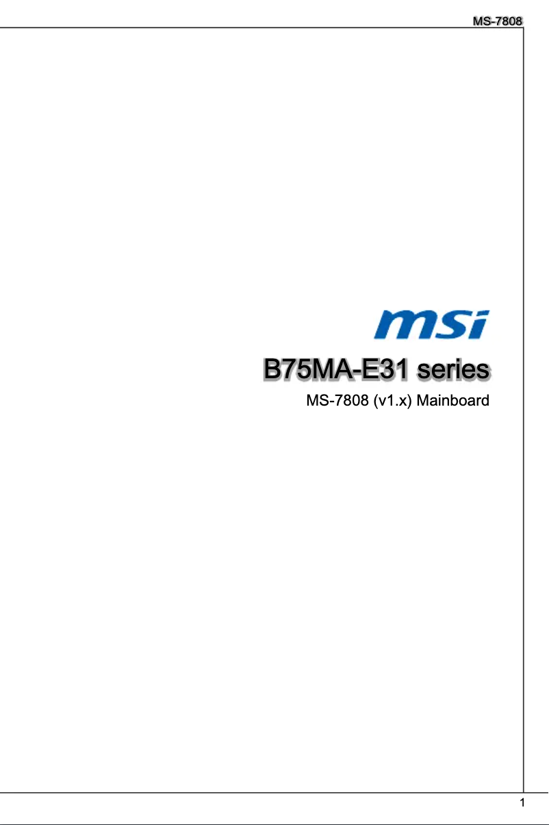 Page n°1 - Manuel utilisateur MSI B75MA-E31